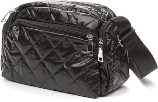 Black Quilted Compact Crossbody Bag