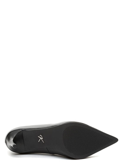 Black Leather Pointed Heels with Elegant Silhouette