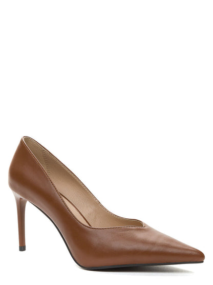 Cognac Leather Pointed-Toe Pump with Stiletto Heel