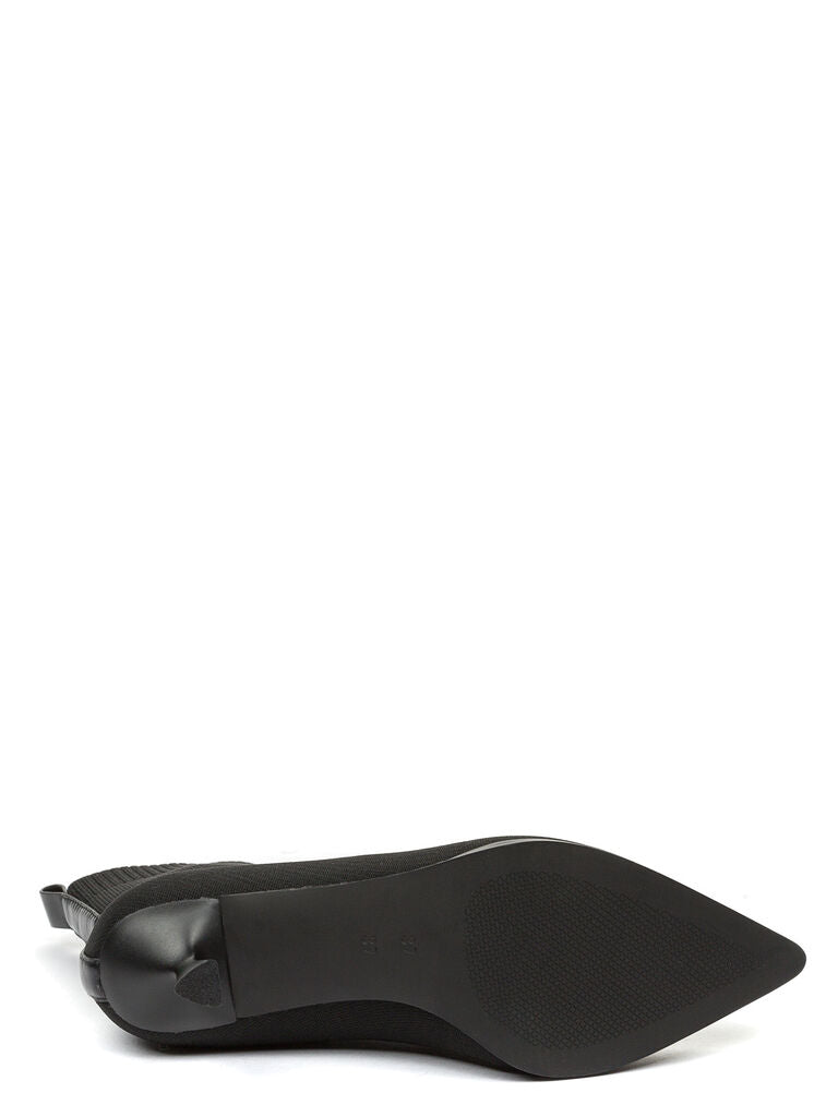 Black Knit Ankle Boot with Kitten Heel