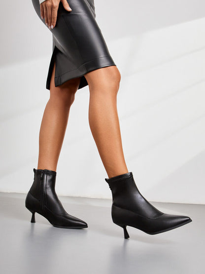 Black Ankle Boot with Kitten Heel