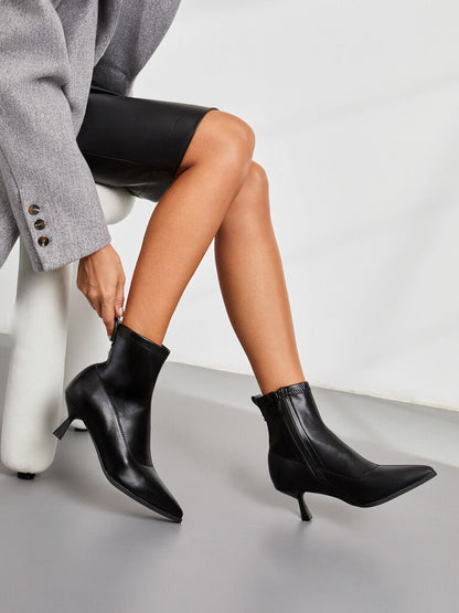 Black Ankle Boot with Kitten Heel