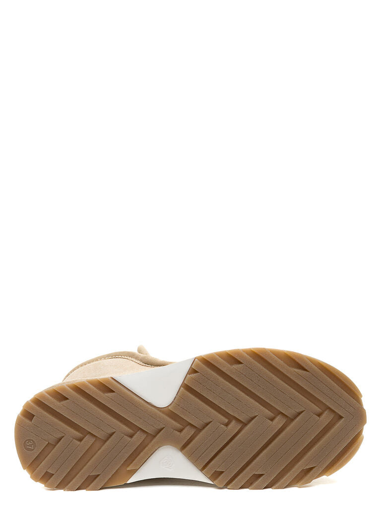 Beige Suede Ankle Boots with Fleece Lining