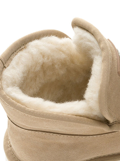 Beige Suede Ankle Boots with Fleece Lining