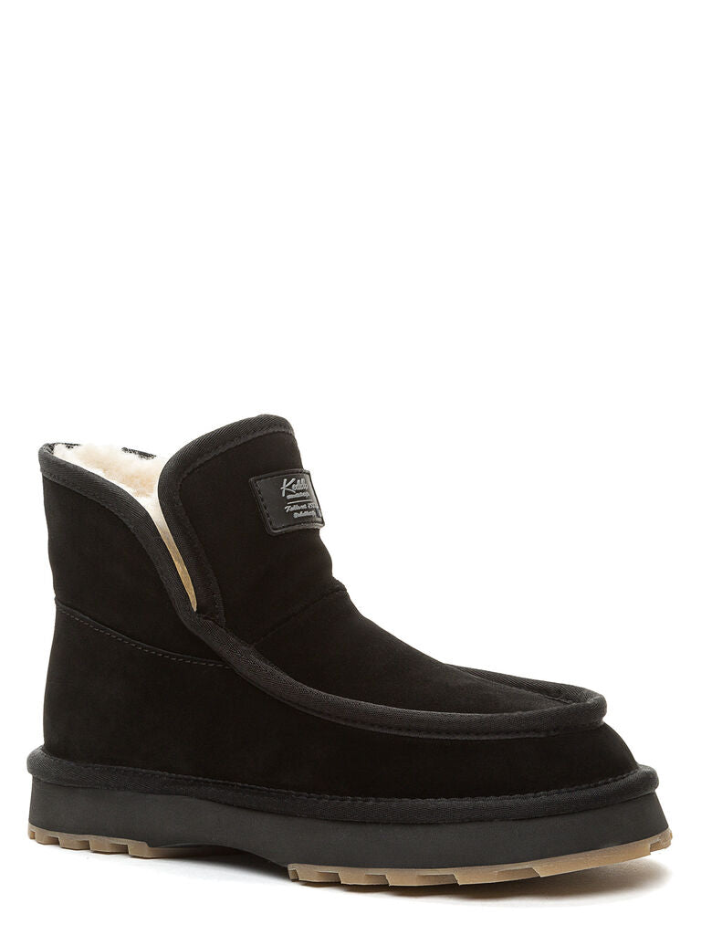 Black Suede Ankle Boot with Shearling Lining