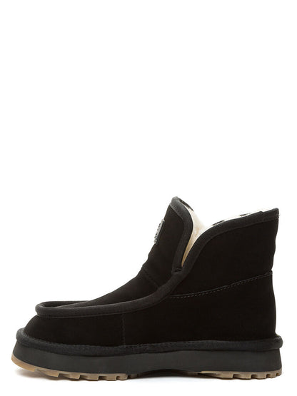 Black Suede Ankle Boot with Shearling Lining
