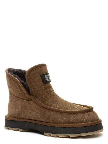 Brown Suede Ankle Boot with Lug Sole