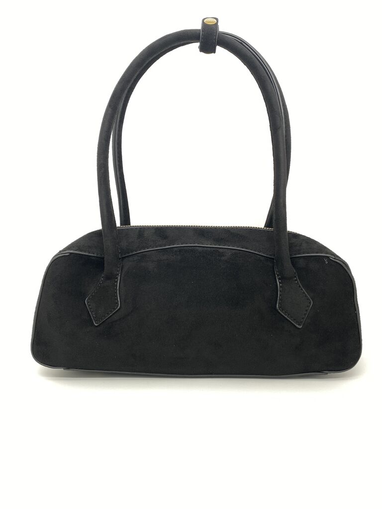 Black Suede Tote Bag with Double Handles