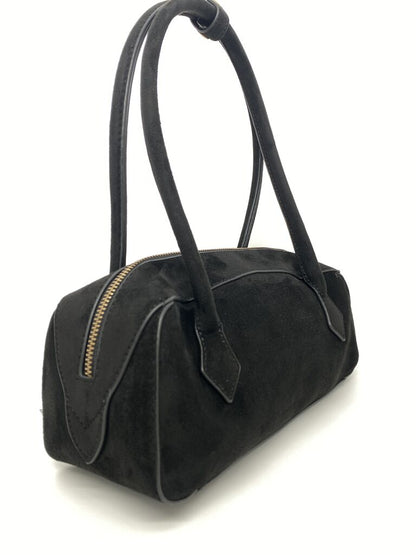 Black Suede Tote Bag with Double Handles