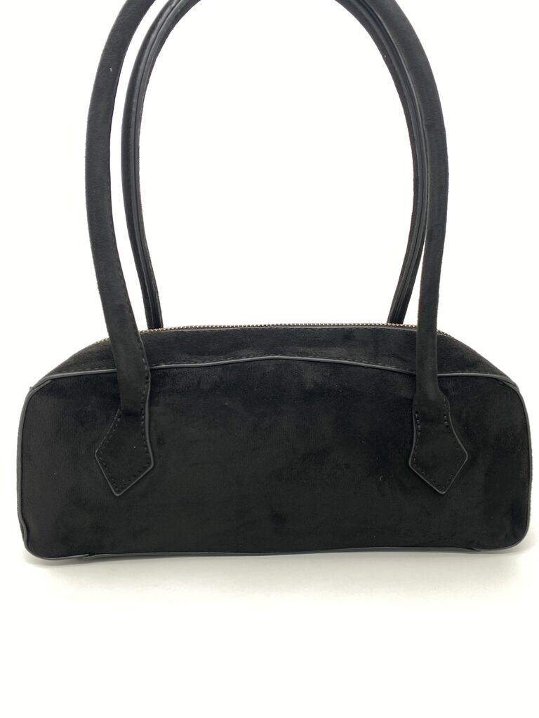 Black Suede Tote Bag with Double Handles
