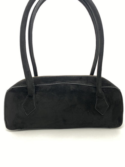 Black Suede Tote Bag with Double Handles