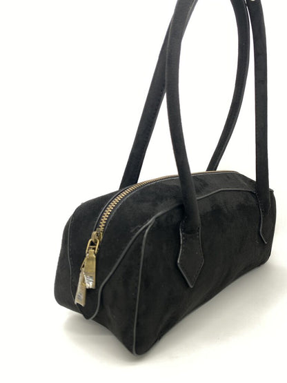 Black Suede Tote Bag with Double Handles