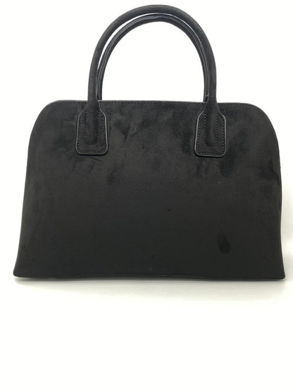 Black Suede Satchel with Dual Handles