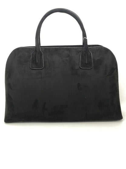 Black Suede Satchel with Dual Handles