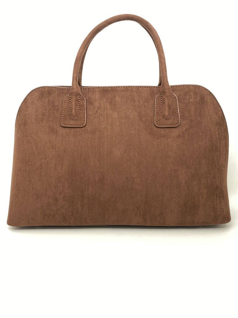 Brown Suede Tote Bag with Handles