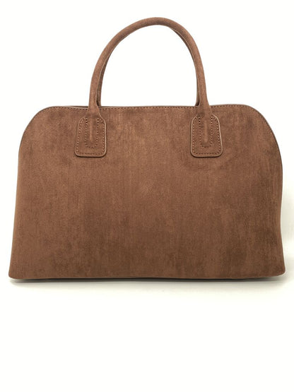 Brown Suede Tote Bag with Handles