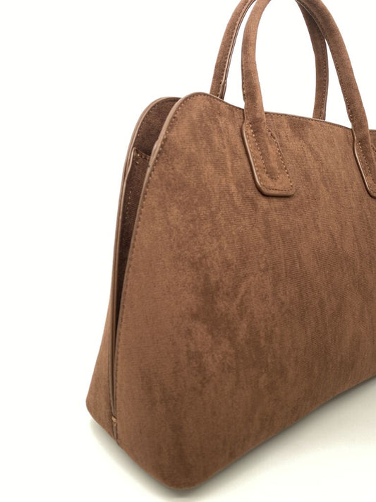 Brown Suede Tote Bag with Handles