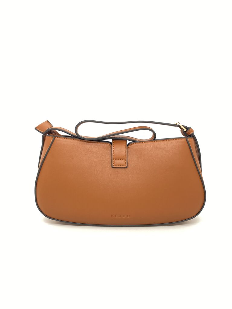 Brown Leather Shoulder Bag with Gold Accent