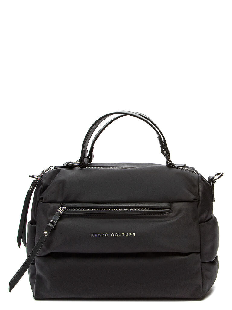 Black Quilted Satchel with Removable Strap