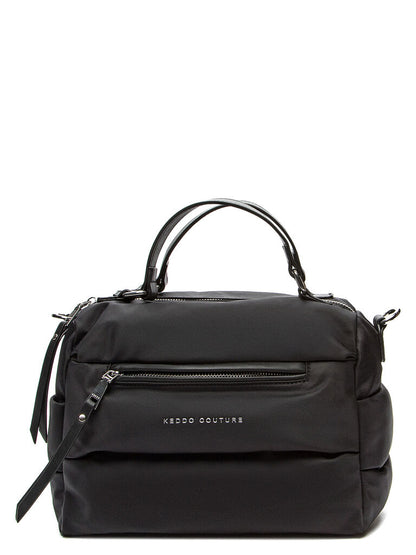 Black Quilted Satchel with Removable Strap