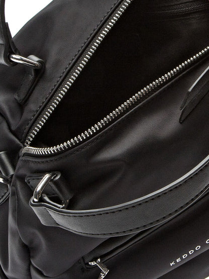 Black Quilted Satchel with Removable Strap