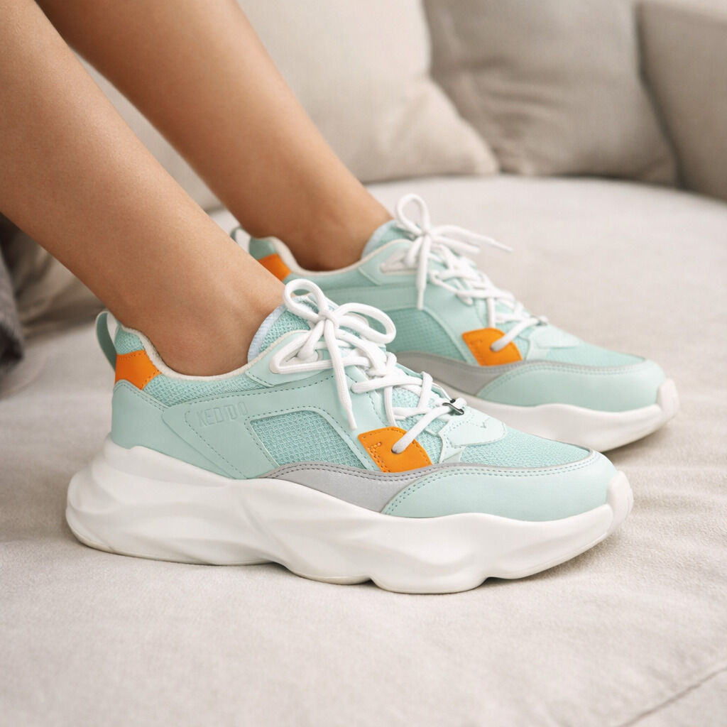 Mint Colorblock Sneakers with Chunky Sole