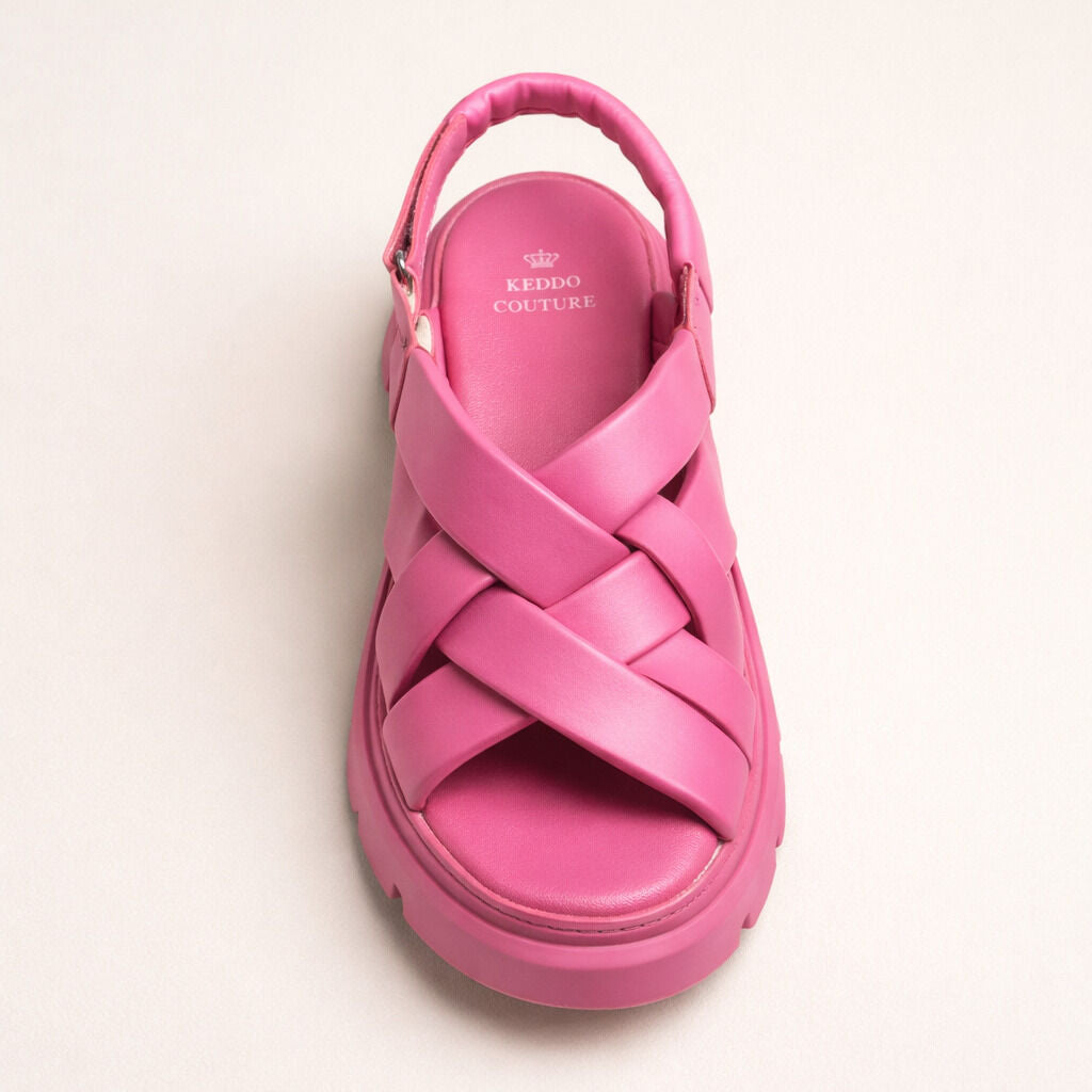 Pink Braided Sandals with Chunky Sole