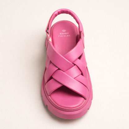 Pink Braided Sandals with Chunky Sole