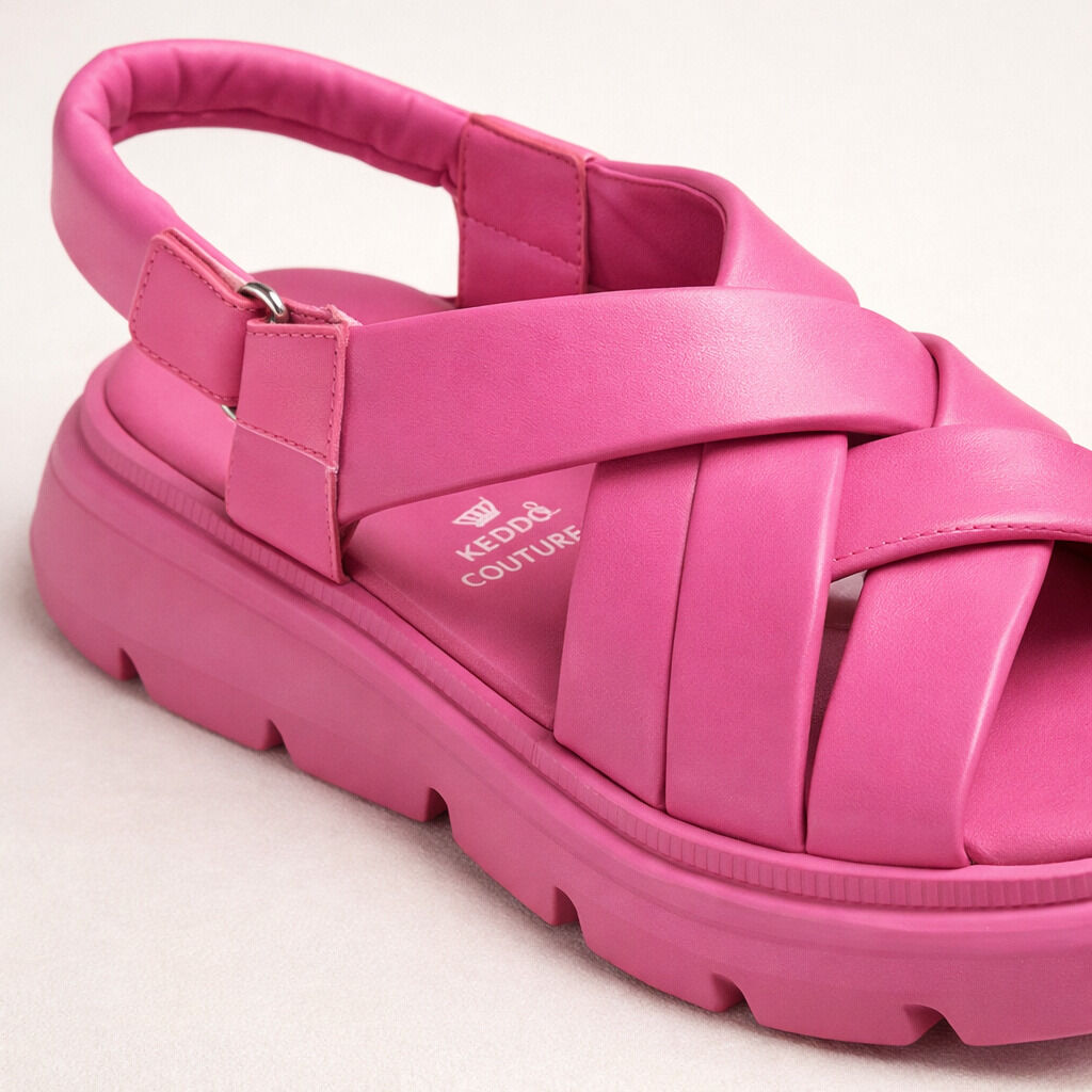 Pink Braided Sandals with Chunky Sole