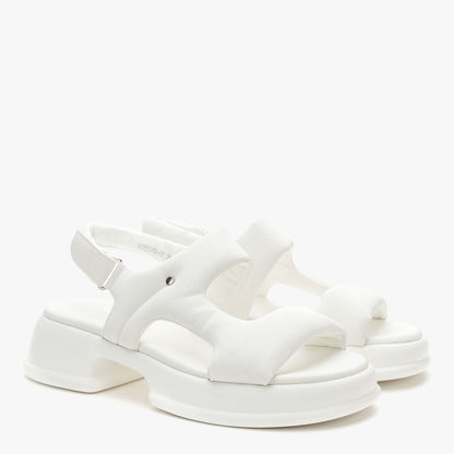 White Chunky Sandals with Adjustable Strap