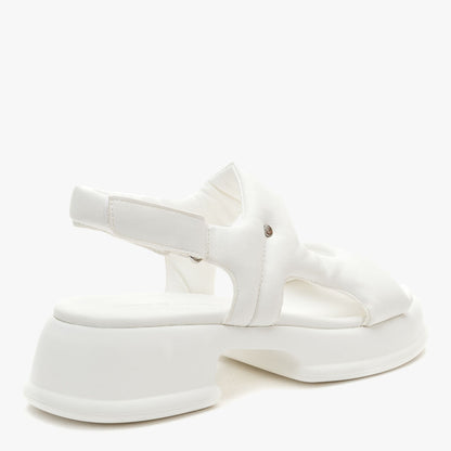 White Chunky Sandals with Adjustable Strap