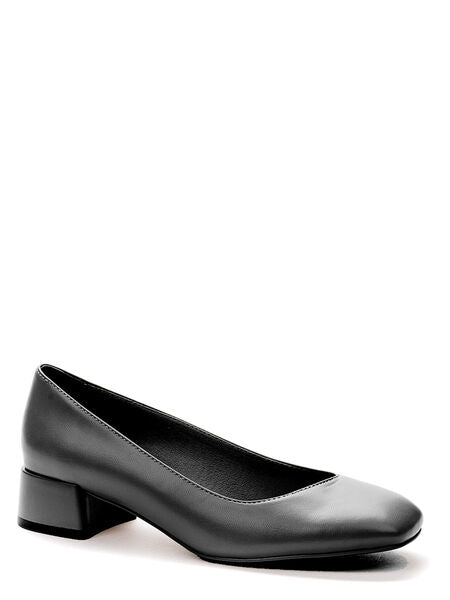 Black Block Heel Pump with Rounded Toe