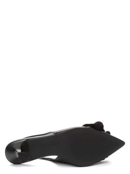 Black Slingback Pumps with Floral Detail