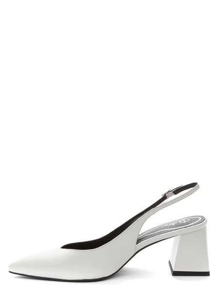 White Slingback Block Heel with Pointed Toe