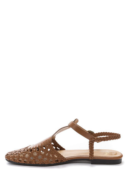 Brown Woven Slingback Sandal with Braided Strap