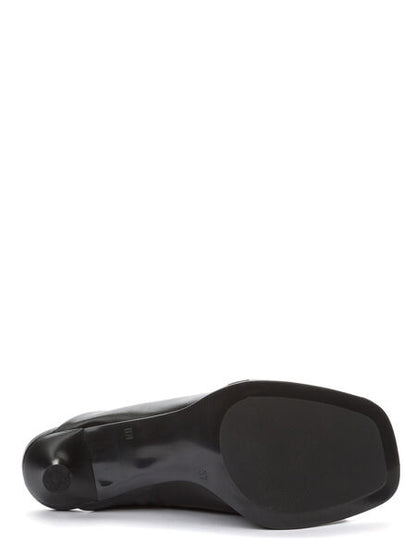 Black Leather Kitten Heel Mules