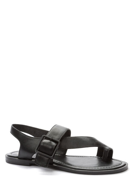 Black Strappy Sandal with Adjustable Buckle