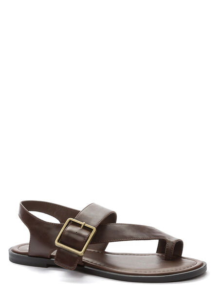 Brown Sandal with Ankle Strap and Buckle Detail