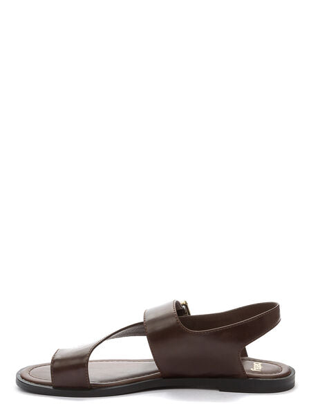 Brown Sandal with Ankle Strap and Buckle Detail