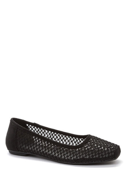 Black Mesh Ballet Flats with Breathable Design