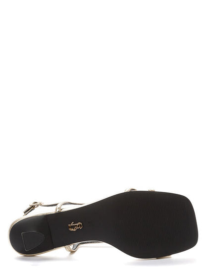 Gold Strappy Slingback Sandal with Kitten Heel