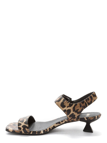 Leopard Print Sandals with Unique Heel Design