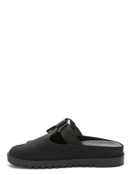 Black Textile Slip-On Shoe with Metallic Tip