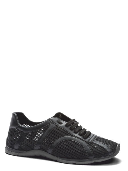 Black Mesh Sneakers with Lace-Up Detail