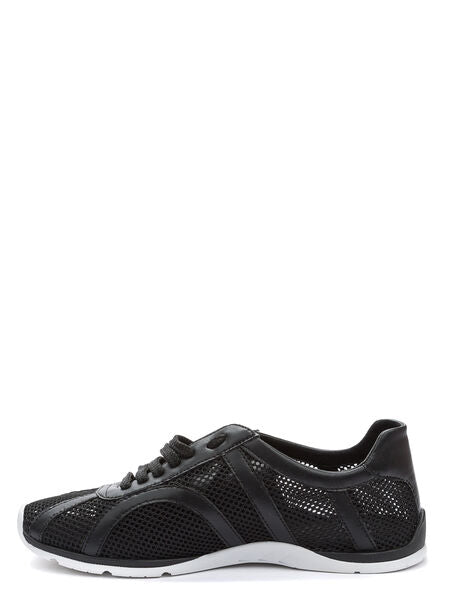 Black Mesh Sneakers with Lace-Up Detail