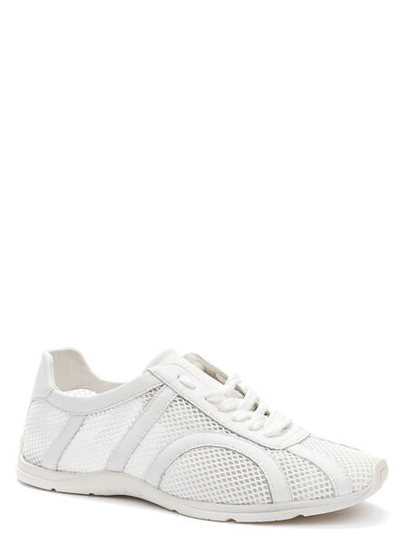 White Mesh Sneaker with Lace-Up Closure