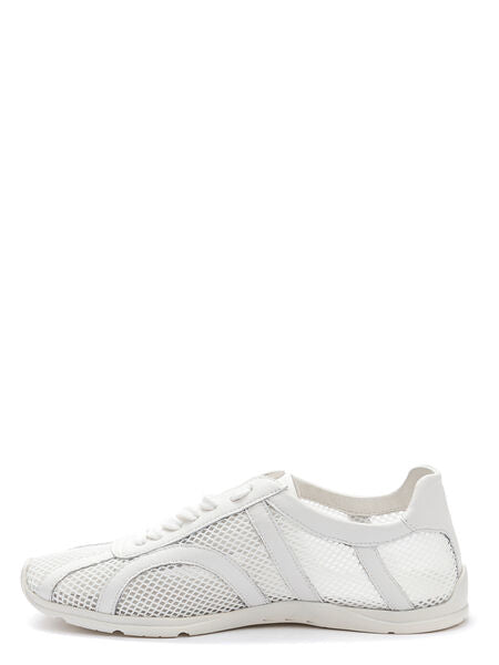 White Mesh Sneaker with Lace-Up Closure