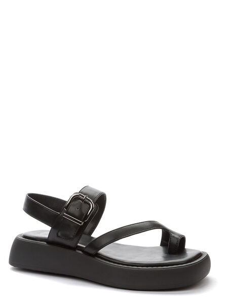 Black Platform Sandals with Adjustable Strap