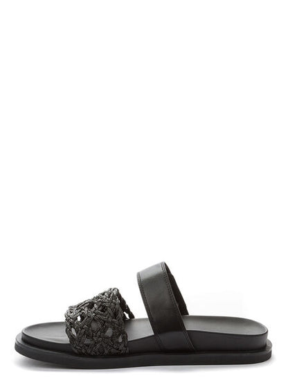 Black Woven Strap Sandals with Adjustable Band