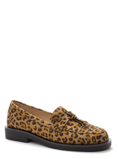 Leopard Print Loafer with Metal Accent